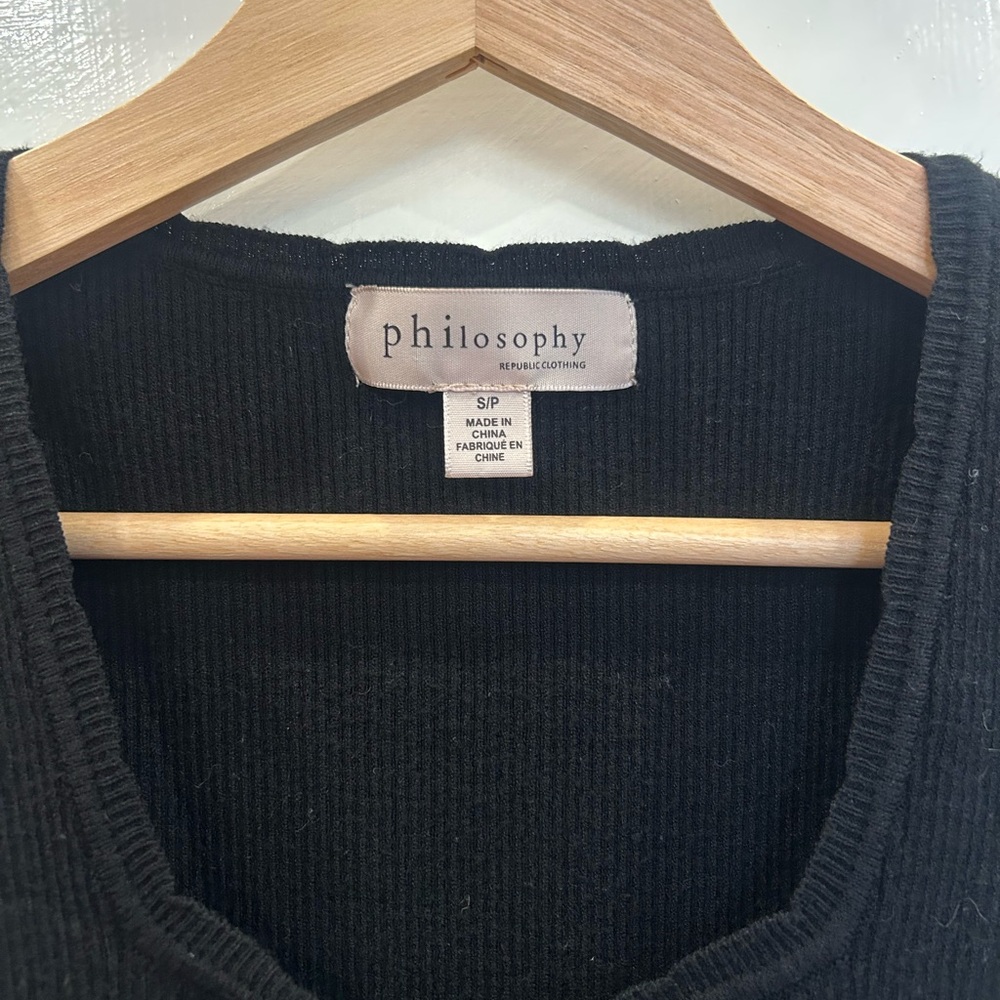 Philosophy Republic Sweetheart Neck Sleeveless ribbed black tank top - Picture 4 of 4